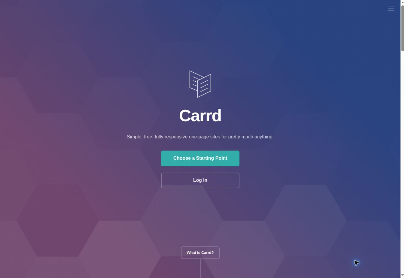 Carrd homepage introducing free responsive one-page sites